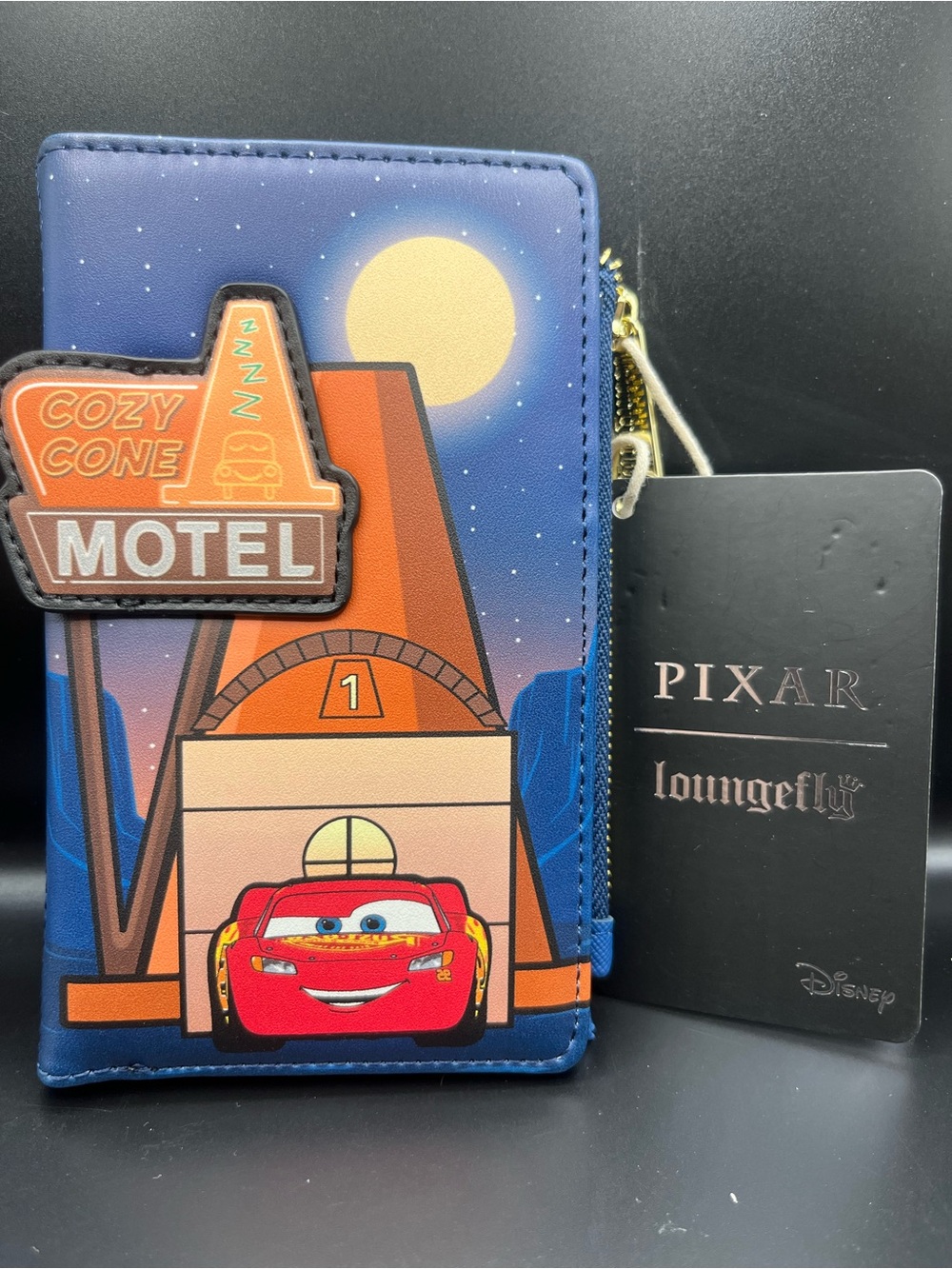 Loungefly Pixar Cozy Cone Motel Blue and Red Zip Wallet
